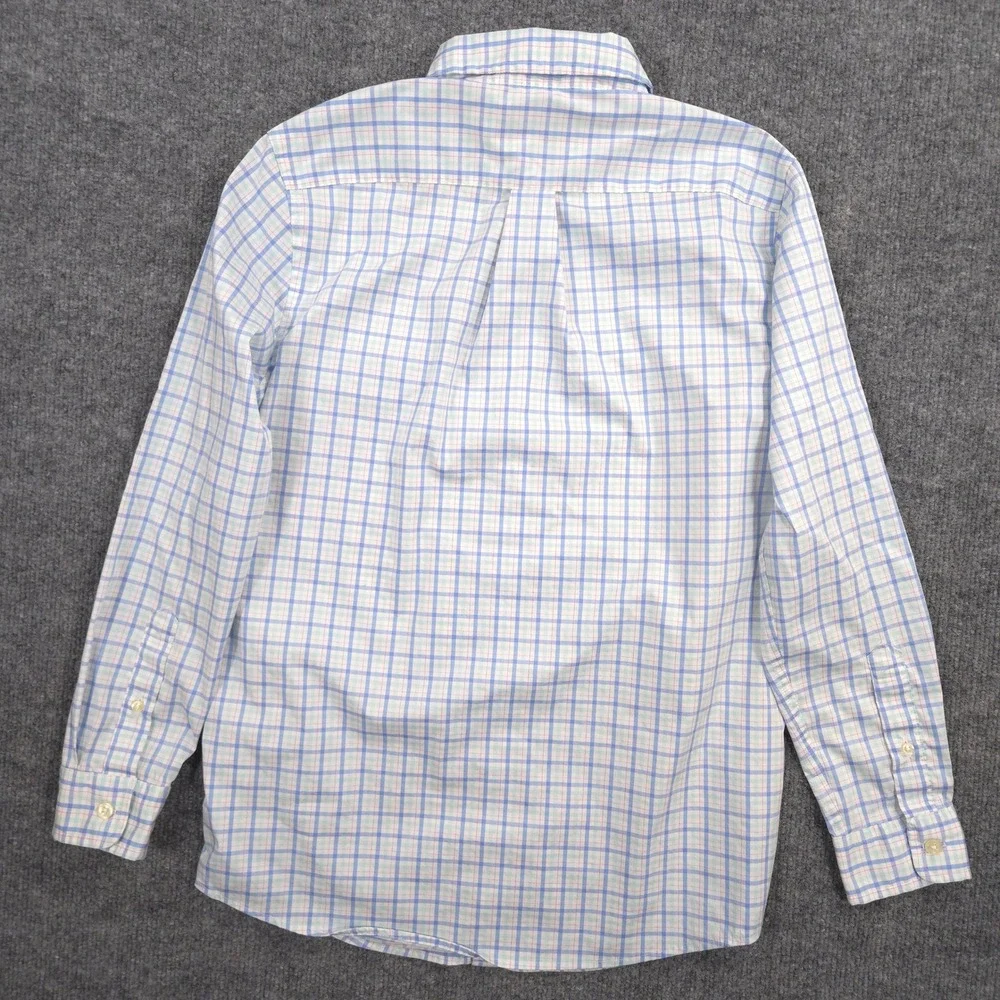 Vineyard Vines On The Go Performance Shirt Boys M 12-14 Blue Pink Plaid OTG